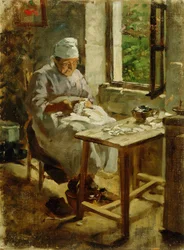 Vieja madre cosiendo